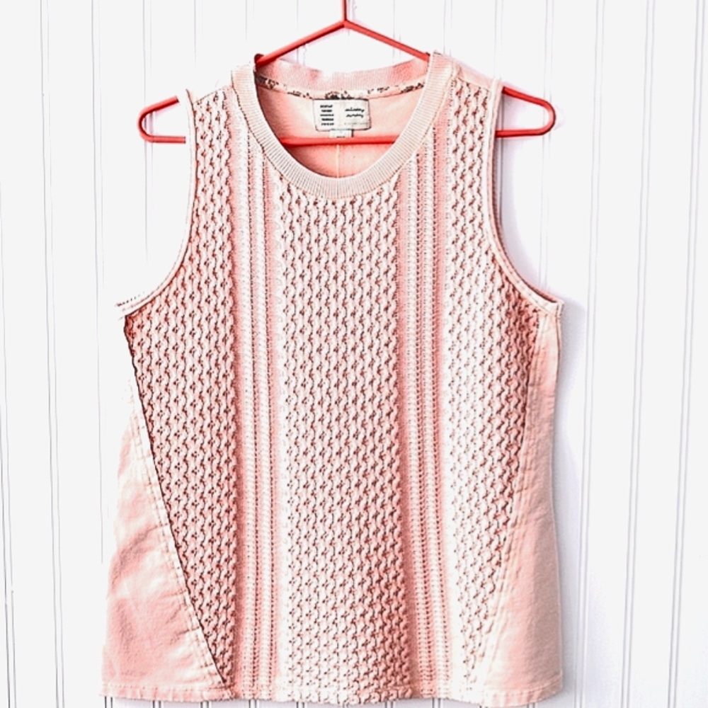 ANTHROPOLOGIE Saturday Sunday Pink Provincial Knit Sweater Tank size Large
